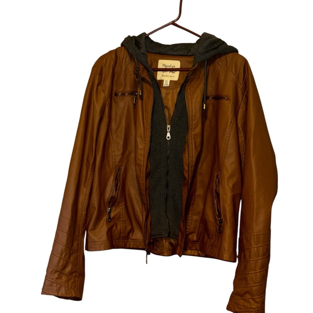 Maralyn & Me Black and Brown Leather Motorcycle Jacket